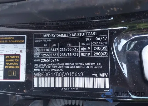 2018 Mercedes-Benz Glc 300 4Matic из США, поврежденный, VIN WDC0G4KB0JV015663